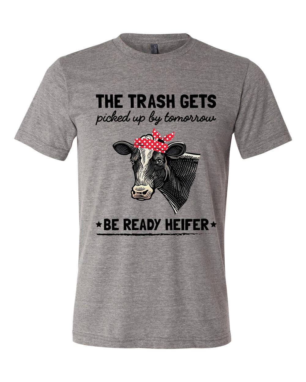 Unisex Adult Fit Cow Bandana Trash Pickup Funny Heifer Short Sleeve T-Shirt 4XL