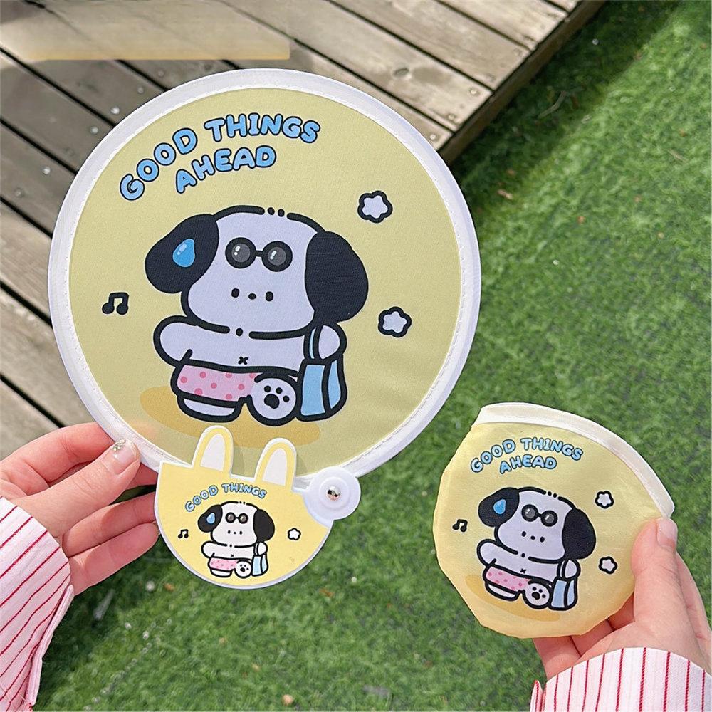 Sommer Tragbare Nette Faltbare Fan Mädchen Tragen Mini Gruppe Fan Cartoon Student Runde Fan