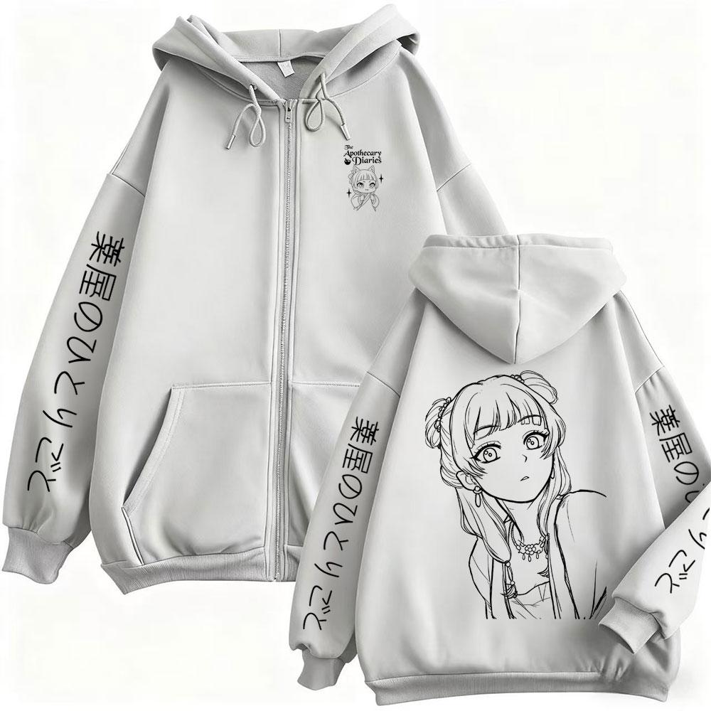 Reißverschluss Hoodie Kawaii Lustig Maomao Grafik Zip Up Jacke Herren Damen Manga Cosplay Zip Up Sweatshirt