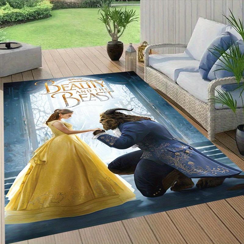 1pc Beauty and the Beast Carpet Area Rug, Bedroom, and Playroom Durable, Stain-Resistant, and Easy To Clean, Living Room