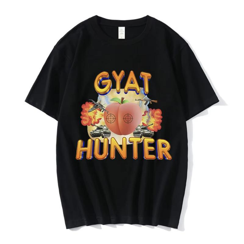 Gyat Hunter Funny Meme T-Shirt Women Fashion Vintage Short Sleeve T-shirts 100% Cotton Casual Loose Oversized T Shirt Streetwear