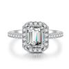 S925 Sterling Silver Pink Square Gemstone Ring for Women - 2 Carat with High-Carbon Cubic Zirconia.
