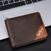 Leather Anti-theft Cash Bag Zipper Card Bag Pocket Purse Casual Men's Short Wallet  Business