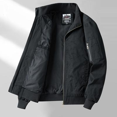 Frühlings- und Herbst Herren Baumwolle Freizeit Revers Locker Jacke Outdoor Multi-Taschen Reise Reißverschluss Rippstrickjacke