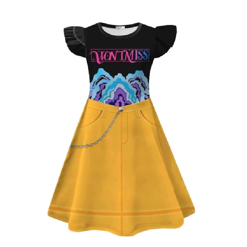 Kpop Demon Hunters Rumi Mira Zoey Childrens Costume Dress With Print Fabric And Flared Sleeves For Spring And Fall Wear
