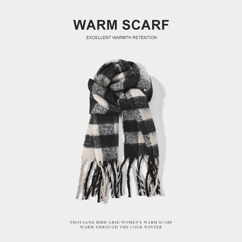 Herren Winterschal im koreanischen Stil mit Karomuster und Quaste