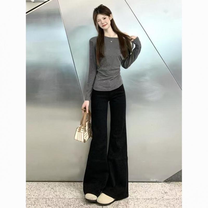Spicy Girl Black Low-Rise Micro-Flare Loose Fit Women s Jeans M чёрный