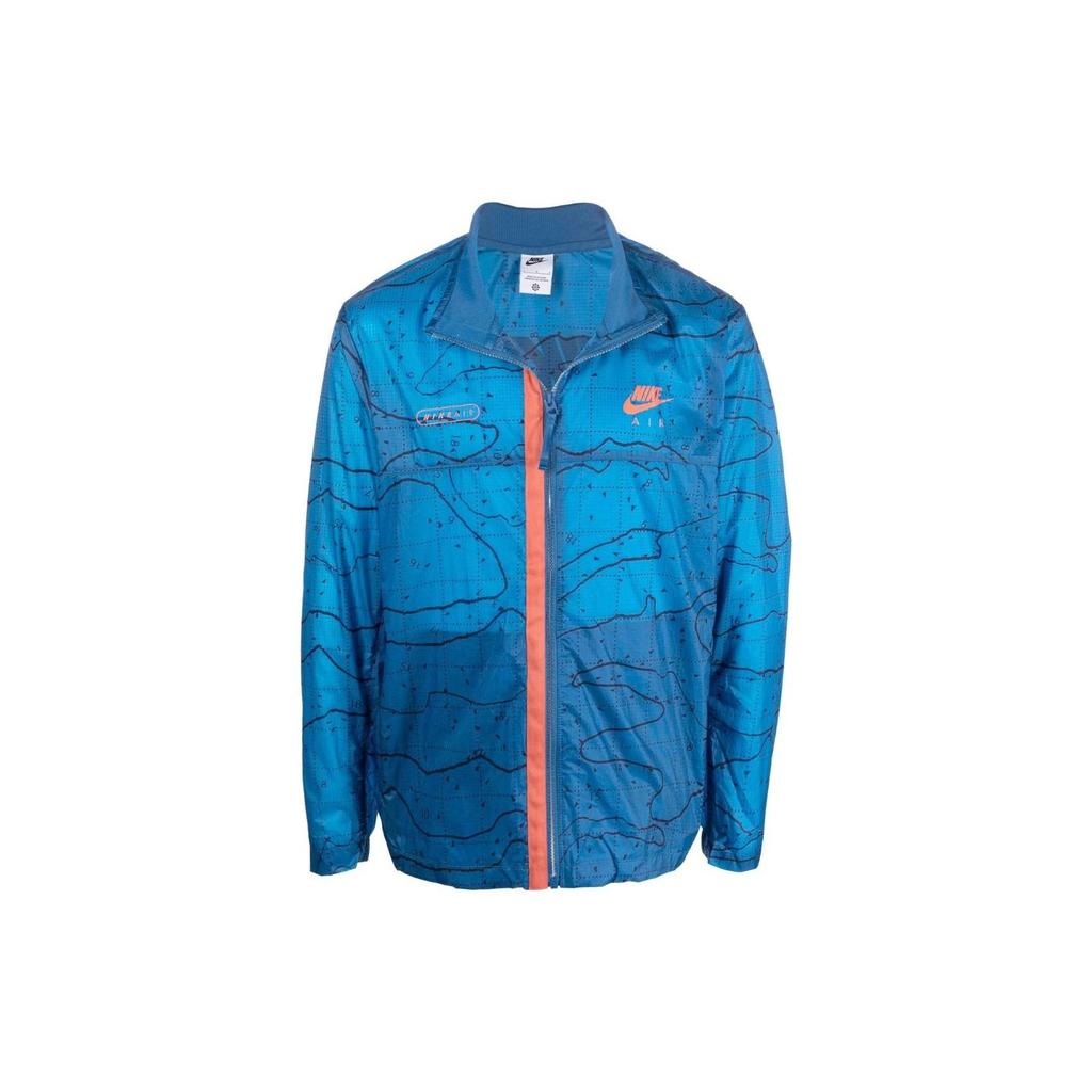 Nike Printed Logo Stripe Zip-Up Collar Jacket Men Jackets Blue DN2112-407