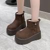 Fashion 8CM New Winter Women Warm Snow Boots Heels High Top Sport 2025 Autumn Sneakers Platform Motorcycle Boots Women Botas Feminina