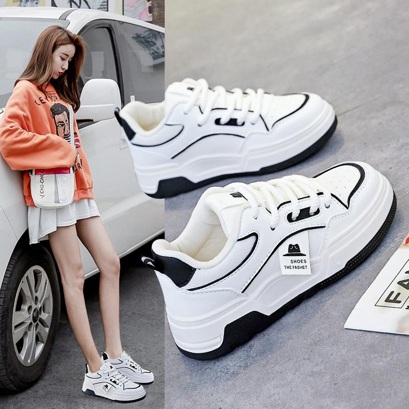 Leather white shoes women's versatile fashion casual women's shoes 2025 spring new sports board shoes women's low-top shoes 6618