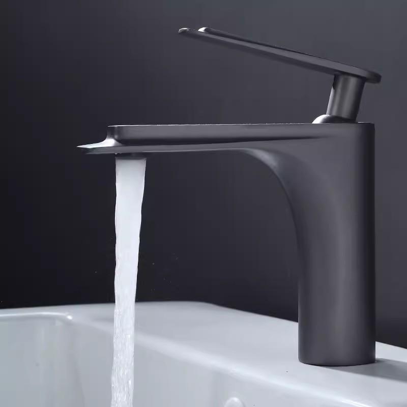 Tuqiu Gold Bathroom Faucet Black Basin Faucets White Gold Sink Mixer Tap Hot & Cold Deck Mounted Grey Lavatory Crane Water Tap