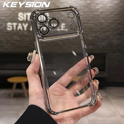 KEYSION Luxury Plating Transparent Case for iPhone 17 Pro Max 17 Air Soft TPU Shockproof Phone Cover With Lens Protector