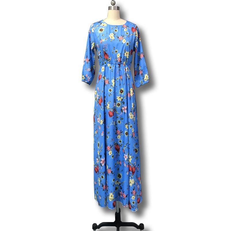 2024 Cross-border Chiffon Print Women's Bohemian Long Dress