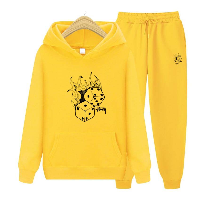 Fashion Tracksuit For Women Men Dice Print Hoodie Clothing Men Running Set Jogging Trouser Patchwork Fitness Run Suit Clothing