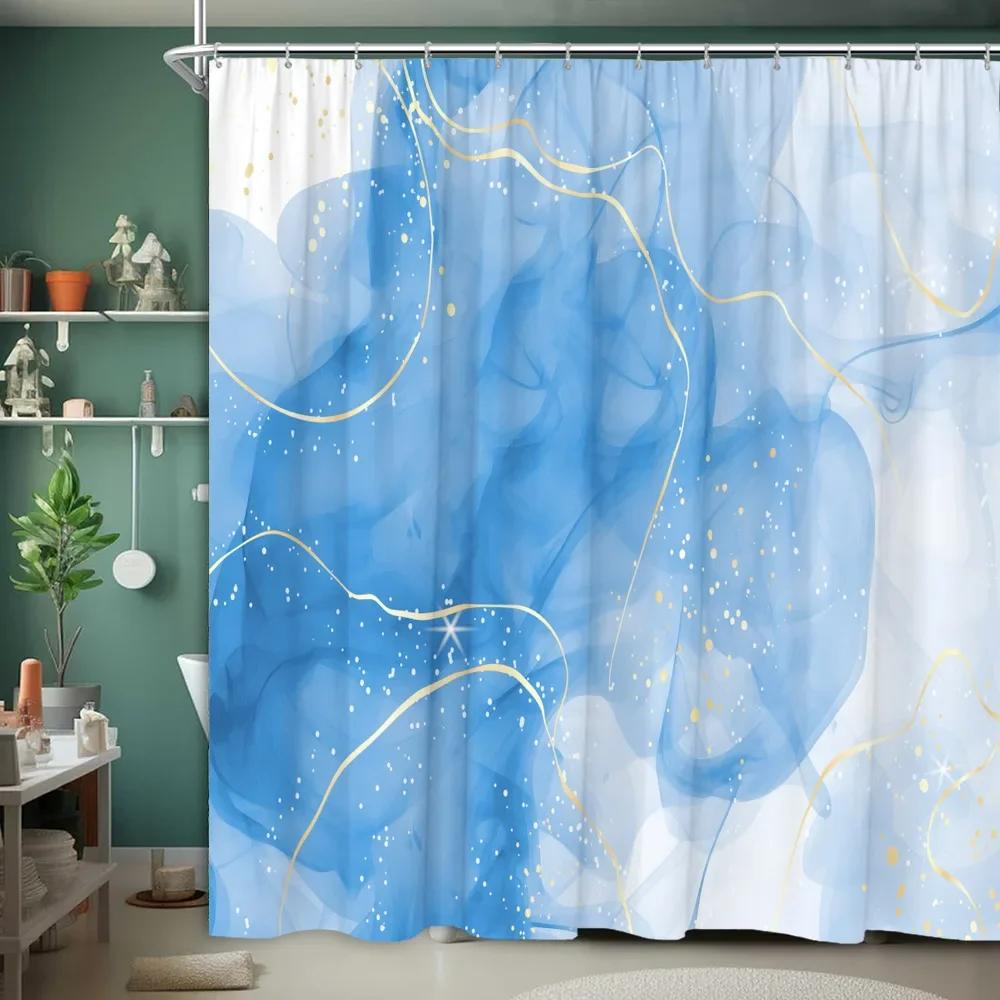 Marble Textured Shower Curtain Luxury Modern Geometric Creative Irregular Ink Art Home Polyester Fabric Bathroom Decor Curtains
