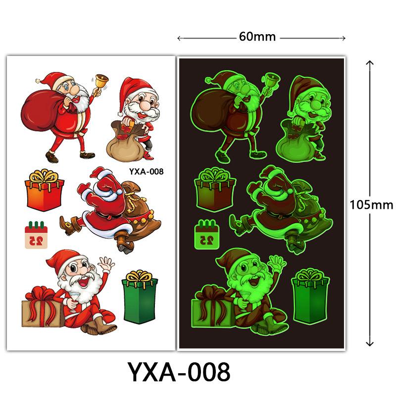 Christmas Luminous Tattoo Sticker Glowing Waterproof Sweat Cute Cartoon Holiday Party Temporary Sticker