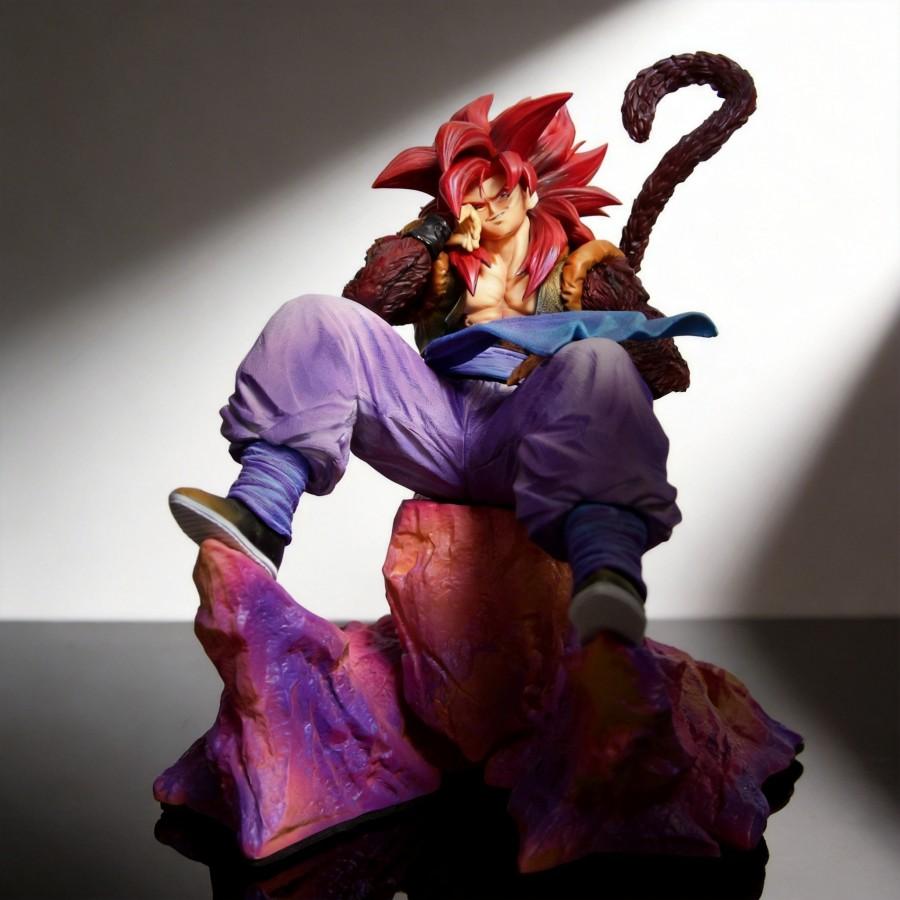 Dragon Ball Super Saiyan 4 Gogeta Sitting Pose Figure 24cm PVC Statue with Rock Base Anime Collection Toy Gift