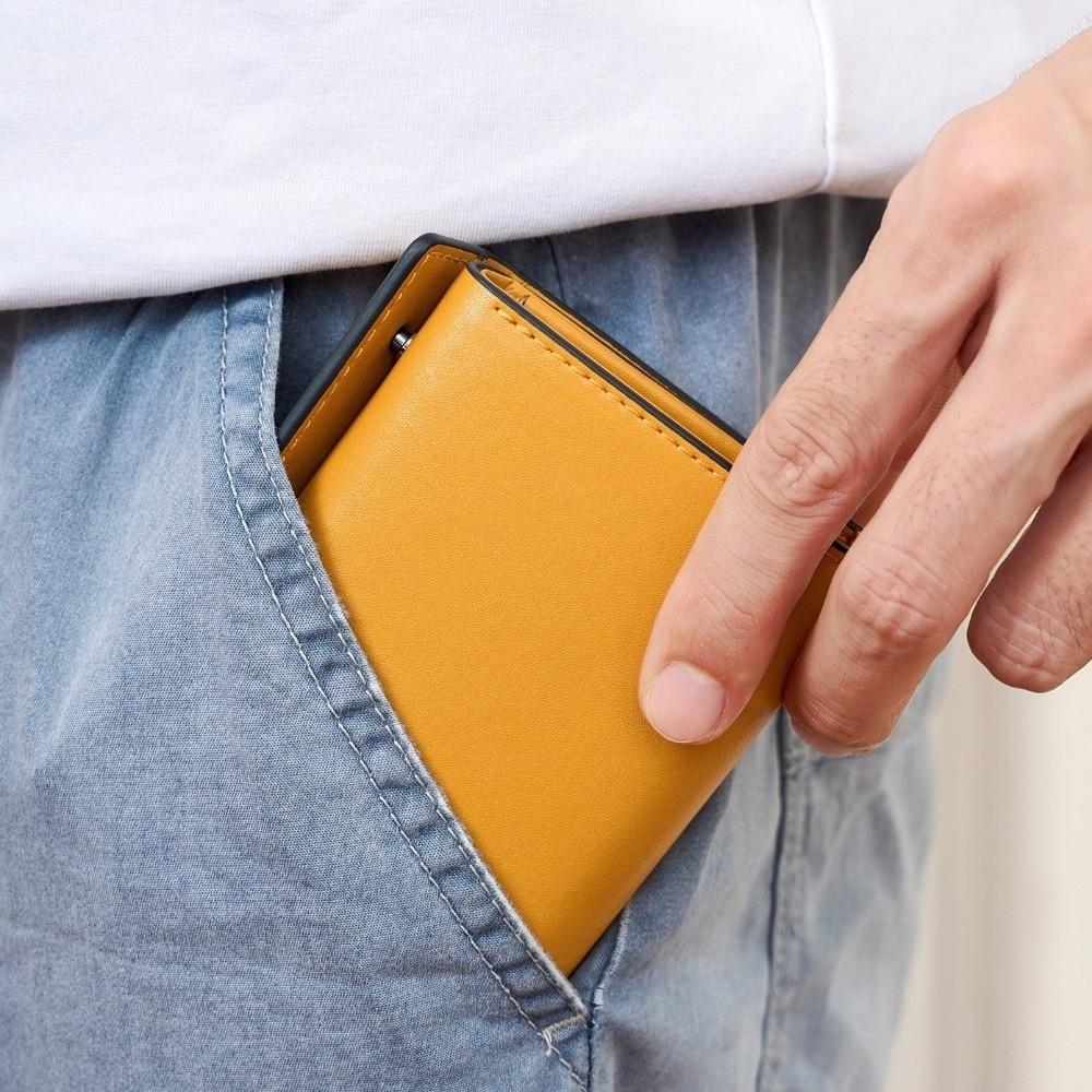 PU Leather Tri-fold Card Holder Ultra-Thin Design Coin Purse  Anti-theft Swiping