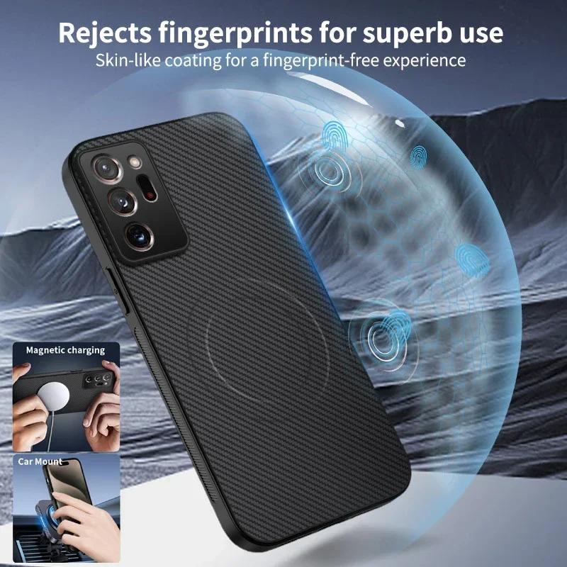 Carbon Fiber Pattern PU Silicone Phone Case For Samsung Galaxy Note 20 Ultra Magnetic Wireless Charging Soft Back Cover Cases