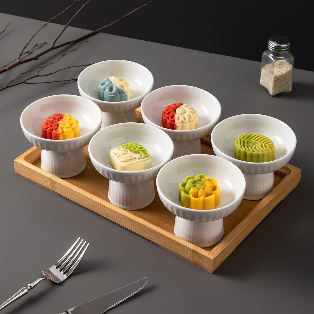 High Value Dim Sum Bowl Hotel Tall Bowl Dessert Bowl Household Snack Bowl Creative Ice Cream Bowl Plate Tray
