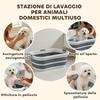 Dog Bathtub, Foldable Portable Bathtub with Drain Hole, for Small Breed Dogs and Puppies, Grey