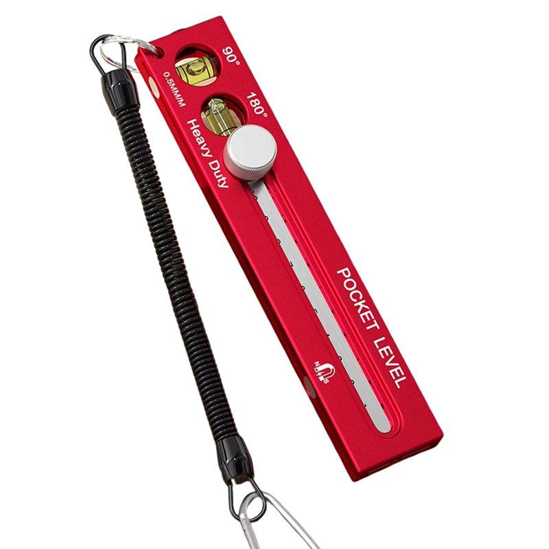 B97A-Aluminum Alloy For Carpenter Cutting Scribing Magnetic Woodworking Ruler Level Marking Gauge Metric Imperial Measuring Tool