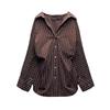 Summer New Product Women's Clothes Stripes Loose Poplin Long Sleeves Shirt 3520608 3067017 2020458