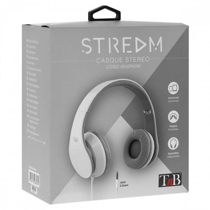 Casque stéréo - tnb - stream - pliable - sur-oreille - blanc