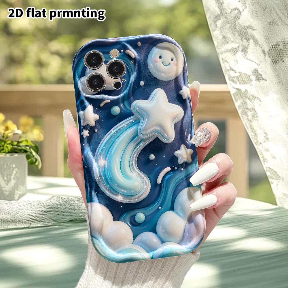 Phone Case: 2D Flat Design Suitable for iPhone 18 17 16 15 14 13 Pro Protective Case, Starry Sky Meteor, Perfect Christmas and Halloween Holiday Gift