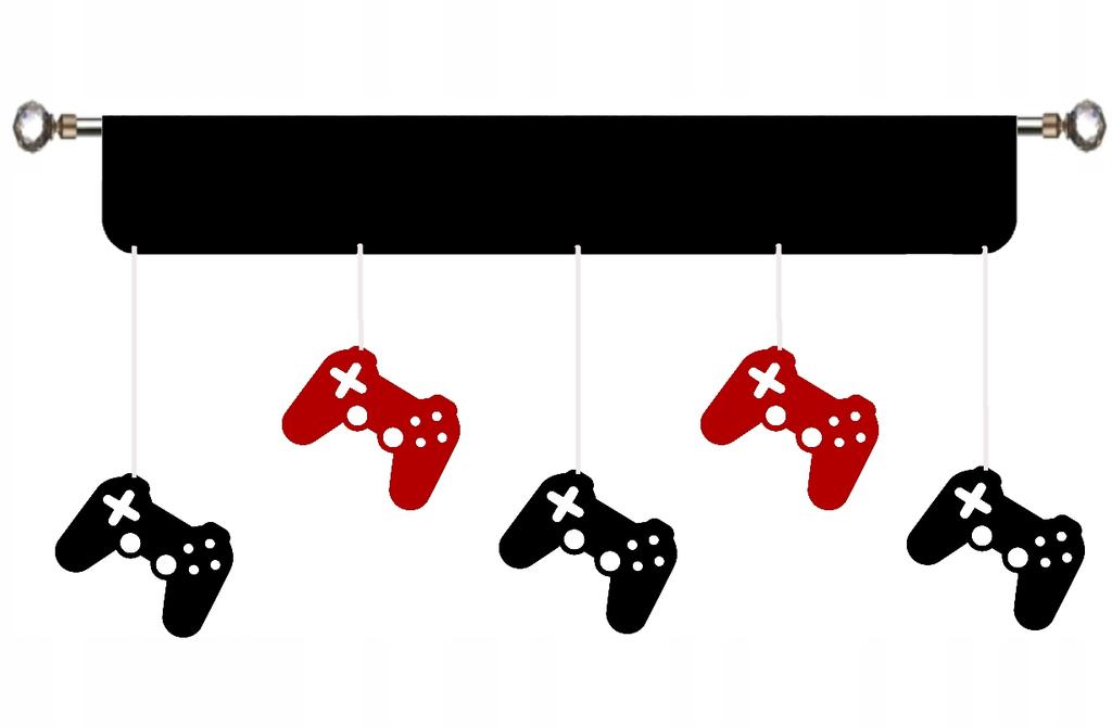 Modern curtain PANEL for gamer pads GAME GAMER youth GRA 150 red