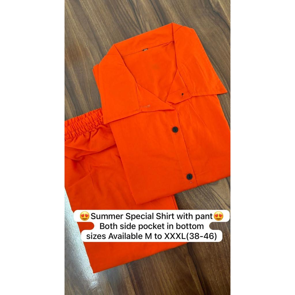 Pure Cotton Summer Wear Shirt with Pant Set Indian Women Designer Top Cord Set