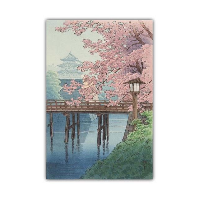 Japanese Rural Style Retro Landscape Canvas Painting Lake Park Beauty Poster Office Wall Art Living Room Home Decoration Mural No Frame