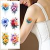 9pcs 3D Body Art Temporary Tattoos Colorful Flower Waterproof Disposable Tattoo Sticker Semi-Permanent Fake Tattoo for Women Men