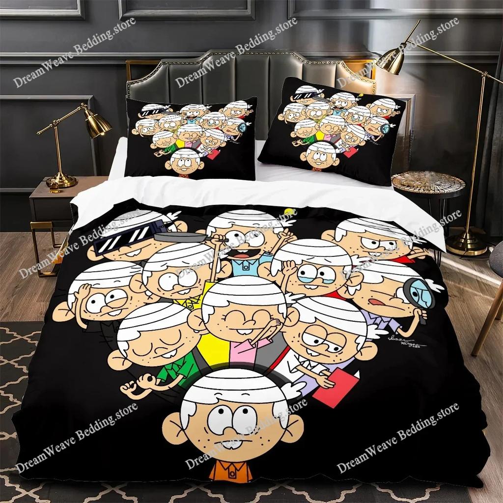 3D Printed Anime Loud House Bedding Set Boys Girls Twin Queen Size Duvet Cover Pillowcase Bed Kids Adult Home Textileextile