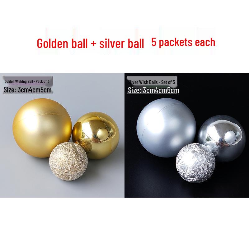 Valentine's Day & Birthday Cake Topper: Gold, Silver, and Colorful Transparent Wishing Balls Decoration
