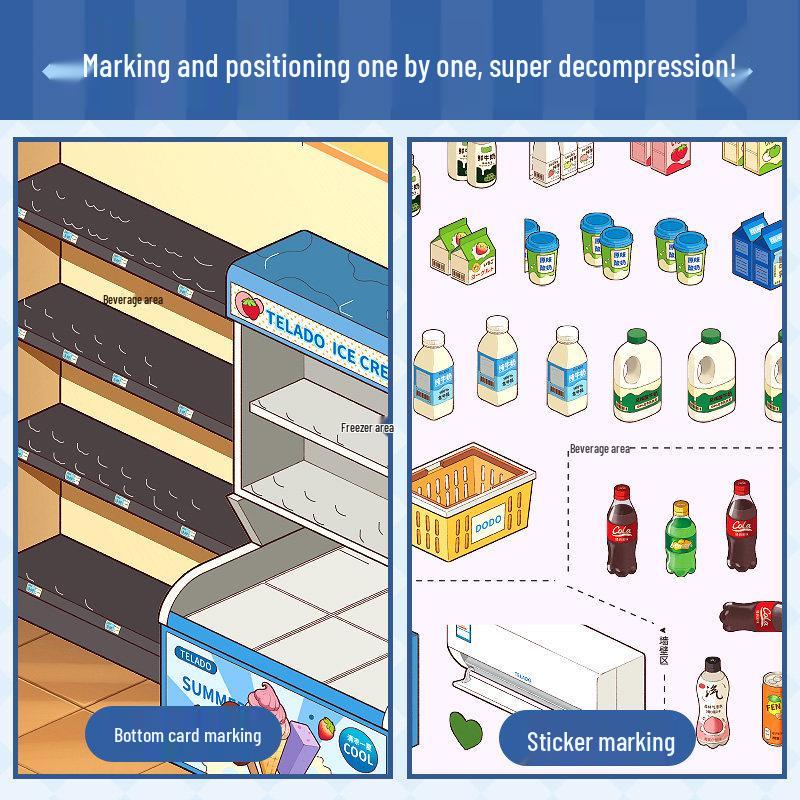 Tirado 3D Landscaping Stickers: Miniature Supermarket Shelves Collection 8.0