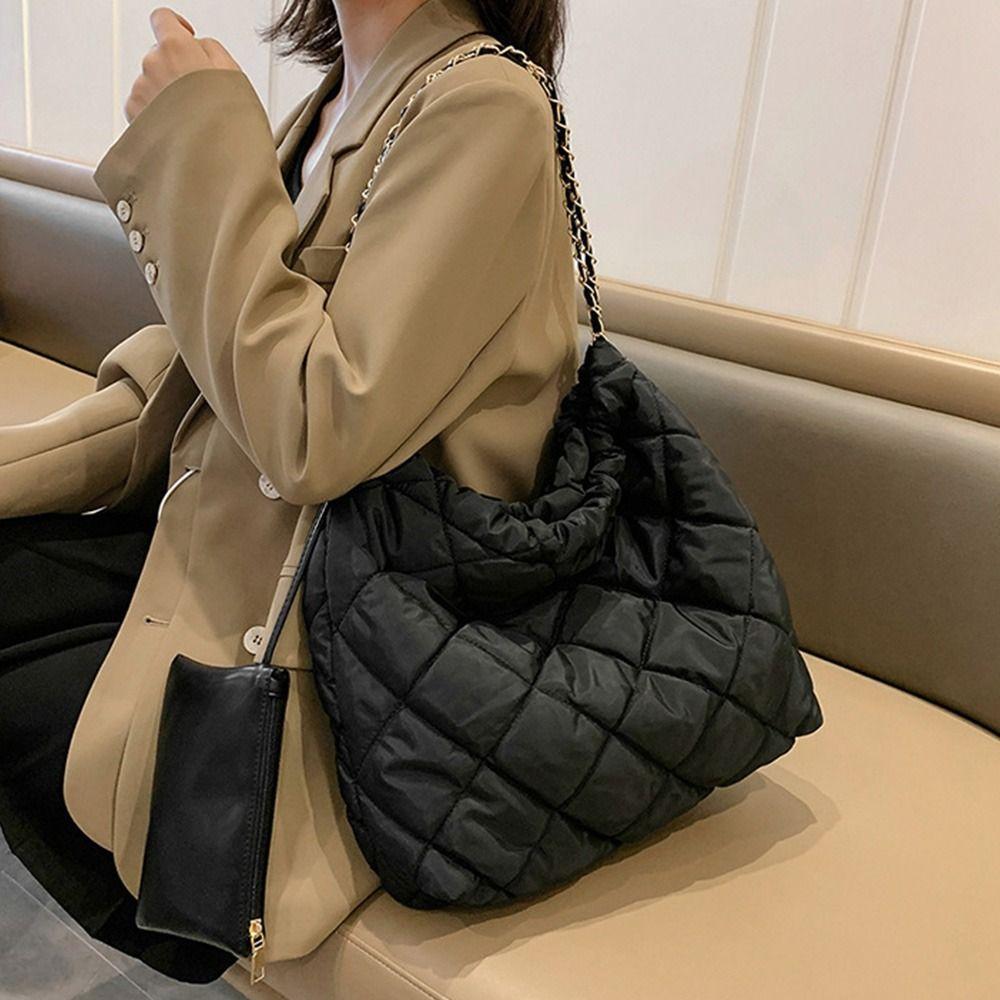 

Клетчатая космическая хлопковая сумка подмышками Сумка с пузырчатым облаком в корейском стиле Ромбическая решетчатая сумочка для девочек