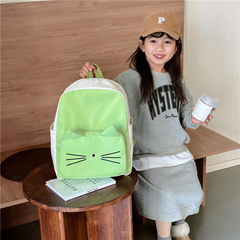 Adorable Cat Design Children's Backpack Lightweight Durable Nylon For Kindergarten Use