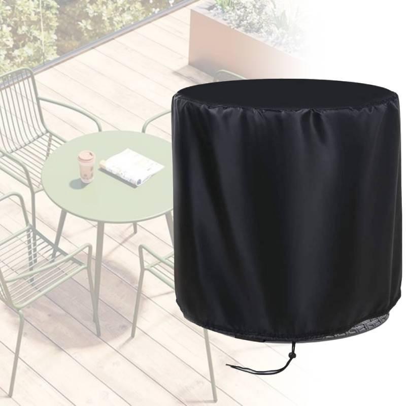 Durable Black Oxford Round Table Cover For Outdoor Patio Rain Dust Wind Protection