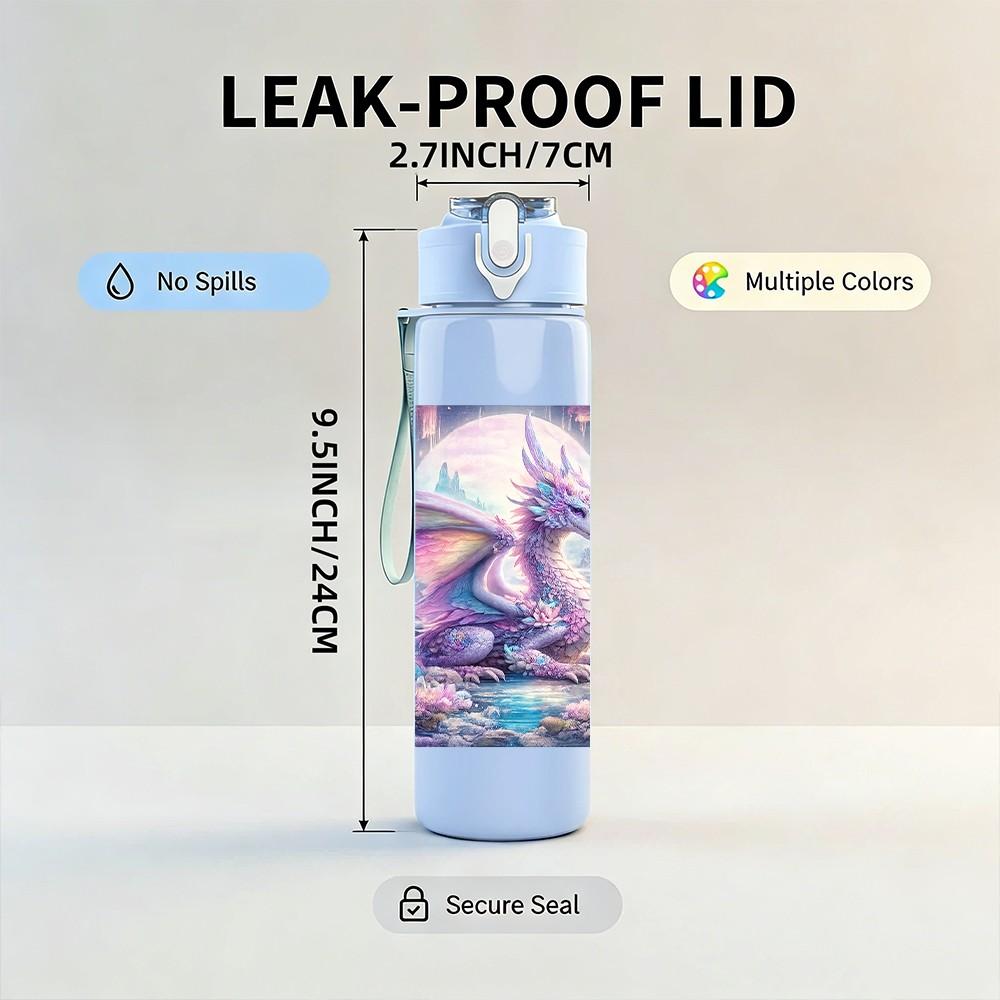 1PC Purple Dream Galaxy Abstract Print 750ml Color Plastic Sports Water Bottle Leakproof Flip Straw Lid Suitable for Sports Office Home Use