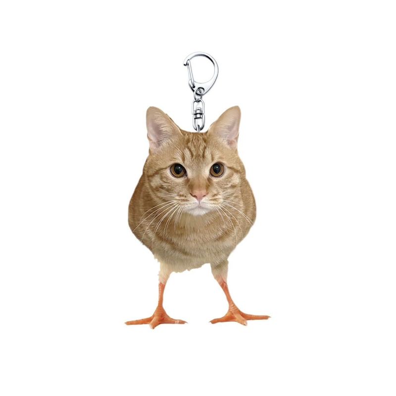 Funny Chicken Cat Acrylic Keychain Weird Cat Body Chicken Feet Bag Charm Cute Meme Accessory Couple Gift For Backpacks