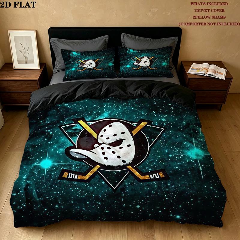Mighty Ducks Pattern Bedding Quilt Set  Home Decoration  Gift (1 * duvet cover + 2 * pillowcase  without core)