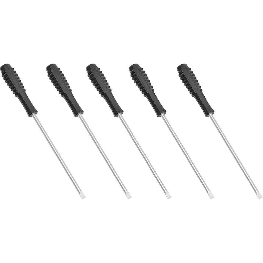 5PCS Mini Slotted Screwdriver, 2mm Flat Head for Watch Eyeglasses Electronics Toy Repair, Non-magnetic, 3.27"(83mm) Total Length (Black Handle)