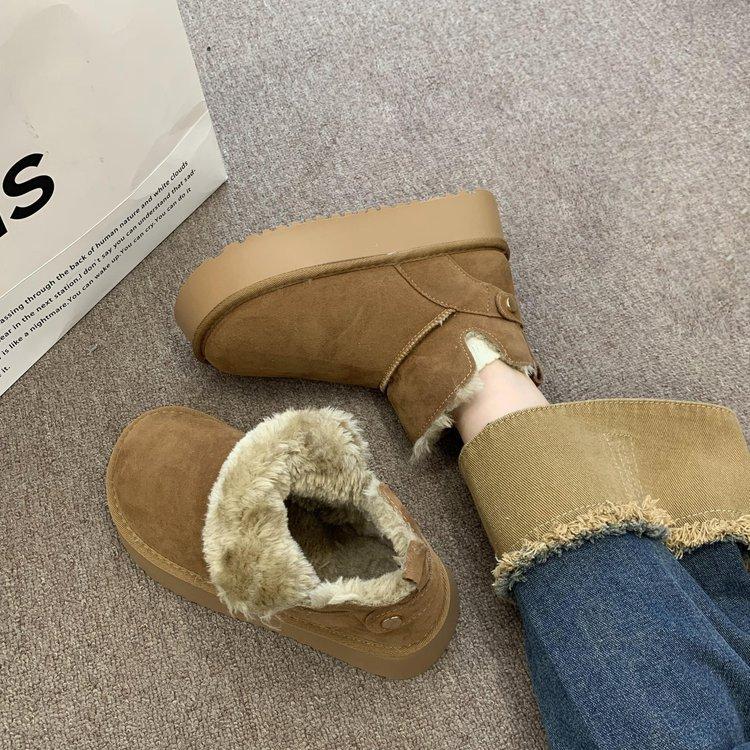 Thick-soled Snow Boots Women's Fur Integrated 2024 New Winter Sangpo Village Internet Celebrity Piled Thickened Northeast Cotton Shoes