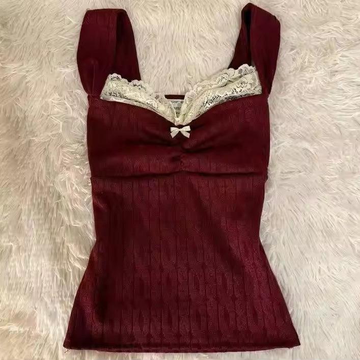 Y2K Harajuku Lace Bow Camisole - Spicy Girl Retro Summer Top