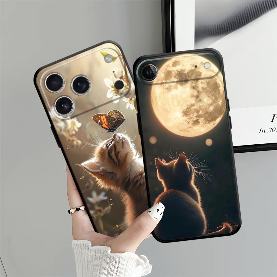 Case for Apple iPhone 17 Pro Max 13 Air XR XS MAX 14 15 Pro 7 8 12 11 16 Funda Phone Cover Cute Cat