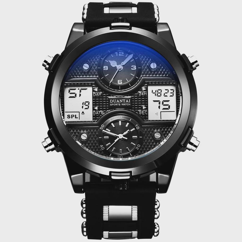 DUANTAI Military Watch: Dual Movement, Dual Display, Luminous, Multi-Function, Waterproof Sports Watch.