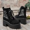 2025 Lace Up Women Boots Platform Buckle Strap Outdoor Shoes Women Thick Heel with Trend Zipper Ankle Boots Zapatos De Mujer
