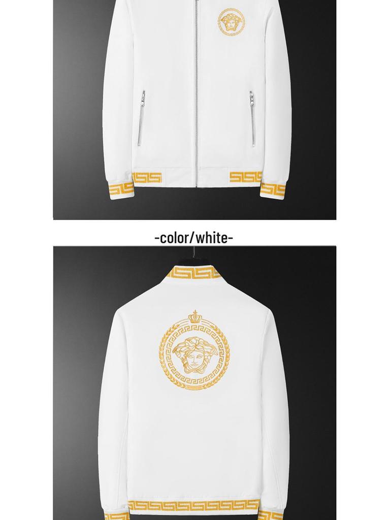 Trendy Men's Embroidered Fashion Jacket - Light Luxury Spring/Autumn Baseball Jacket for Middle-Aged and Young Men