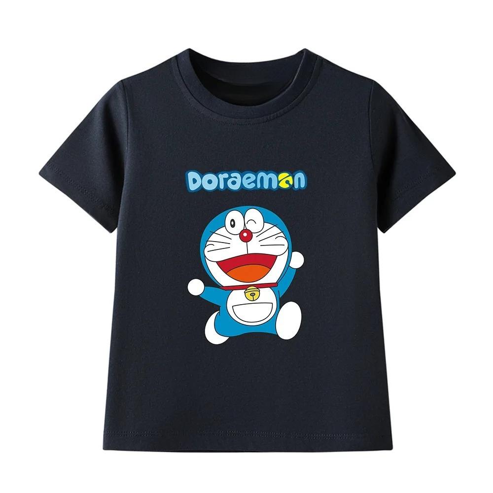 Vibrant Children's Short Sleeved Doraemon Printed Children's T-shirt, Cool and Breathable, Sweat Free for Both Boys and Girls